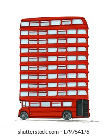 London bus, vector. Isolated over white background