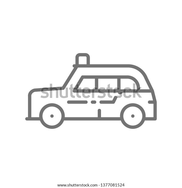 London\
cab, traditional public transport, taxi line\
icon.