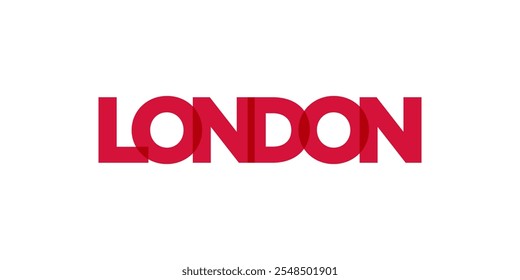 Londres en el emblema de Canadá. El diseño presenta un estilo geométrico, Ilustración vectorial con tipografía atrevida en una fuente moderna. El eslogan gráfico.