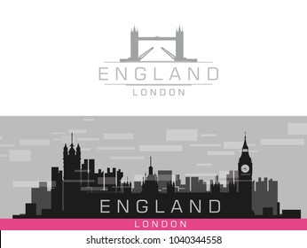 London capital city of England silhouette  with England logo 02