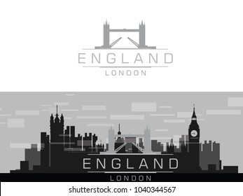 London capital city of England silhouette  with England logo 03