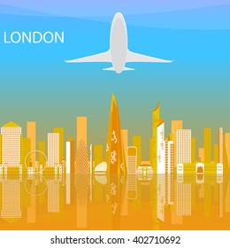 London - capital city of the United Kingdom of Great Britain and Northern Ireland. One of the largest and most interesting cities in Europe. Urban landscape and the tallest buildings in London.