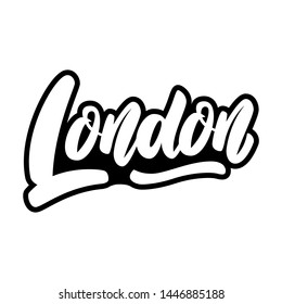 London (capital of England). Lettering phrase on white background. Design element for poster, banner, t shirt, emblem. Vector illustration