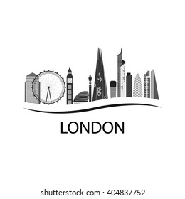 London is the capital of England. London Silhouette of houses. London attractions of the city. Business district, Eye, Big Ben London.