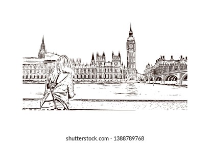 London, the capital of England and the United Kingdom. Hand drawn sketch illustration in vector. Hand drawn sketch illustration in vector art.