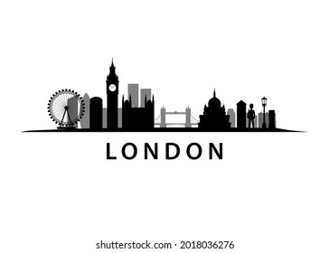 London Capitol of United Kingdom, CItyscape, Skyline, Town Landscape in black, silhouette, vector graphic 