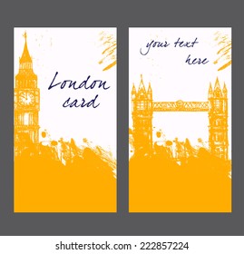London cards with hand drawn elements