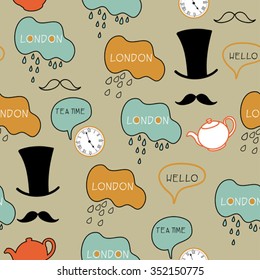 London cartoon seamless pattern
