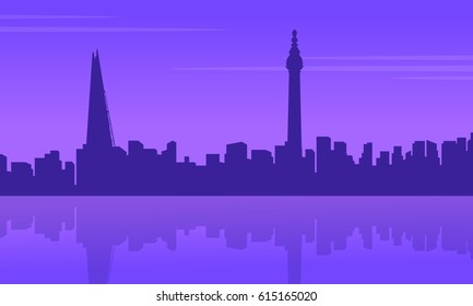 London city building landscape silhouettes style