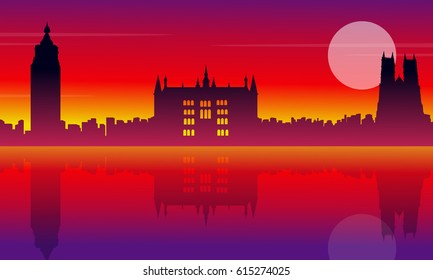 London city building silhouette style landscape