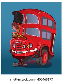 London city bus and cab .