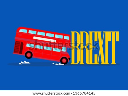 London city bus crashing with brexit word. Brexit concept