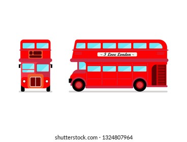 London City Bus Front And Side View. Vector Illustration