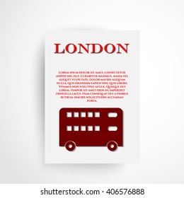 London city bus. Text and transport on background.