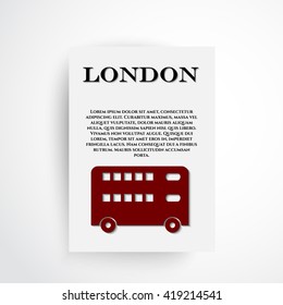 London city bus. Text and transport on background.
