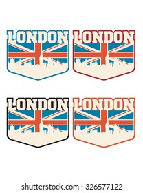 London city concept, logo, label. Word and Icon Cloud. Hipster style. T-shirt design. Typography. Creative poster design.