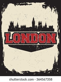 London city concept, logo, label. Word and Icon Cloud. Hipster style. T-shirt design. Typography. Creative poster design.