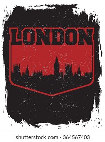 London city concept, logo, label. Word and Icon Cloud. Hipster style. T-shirt design. Typography. Creative poster design.