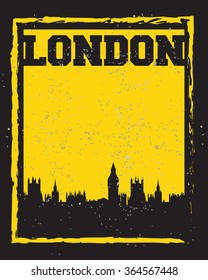 London city concept, logo, label. Word and Icon Cloud. Hipster style. T-shirt design. Typography. Creative poster design.
