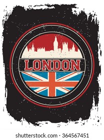 London city concept, logo, label. Word and Icon Cloud. Hipster style. T-shirt design. Typography. Creative poster design.