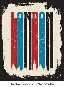 London city concept, logo, label. Word and Icon Cloud. Hipster style. T-shirt design. Typography. Creative poster design.