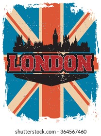 London city concept, logo, label. Word and Icon Cloud. Hipster style. T-shirt design. Typography. Creative poster design.