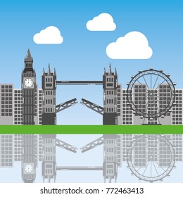 london city with famous buildings tourism england landmarks