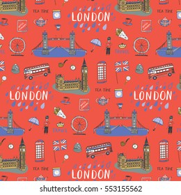 London city hand drawn pattern.