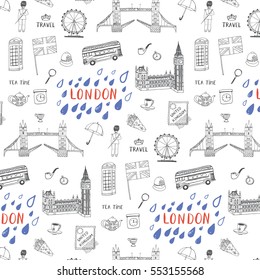 London city hand drawn pattern.