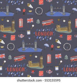 London city hand drawn pattern.