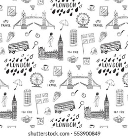 London city hand drawn pattern.