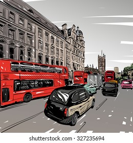 London city hand drawn, vector illustration