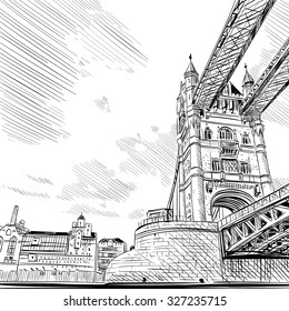 London city hand drawn, vector illustration