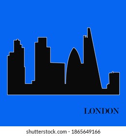 london city landmark vectore style  illustration blue black color