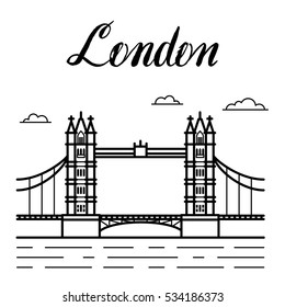 Tower Bridge Illustration Line Art Famous Stock Vector (Royalty Free ...