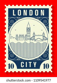 London City Line Style Postage Stamp Design