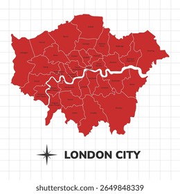 London City map illustration. Map of the City in England