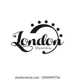 London city name, original design, black ink hand written inscription, typography design for poster, card, logo, poster, banner, tag vector Illustration on a white background
