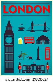 London City Poster Design with Symbols of the London