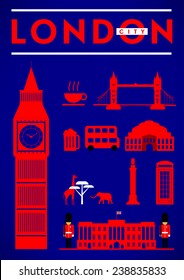 London City Poster Design with Symbols of the London