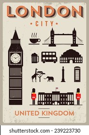 London City Poster Design with Symbols of the London