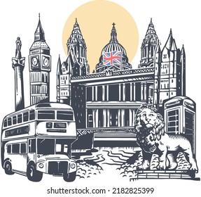 London City Scene Vector Drawing