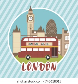 London city set of elements and landmarks. Vector illustration