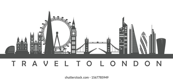 Ilustración vectorial de la silueta de la ciudad de Londres.