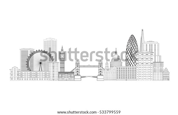 London City Sketch Skyline London Cityscape Stock Vector (Royalty Free ...