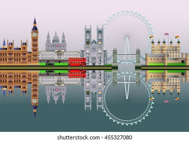 London city skyline, abstract vector color illustration