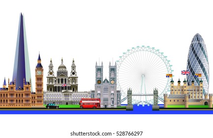 London City Skyline Abstract Vector Color Illustration. Isolated On White