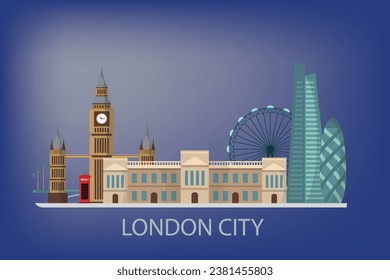 LONDON CITY SKYLINE BACKGROUND ILLUSTRATION VECTOR