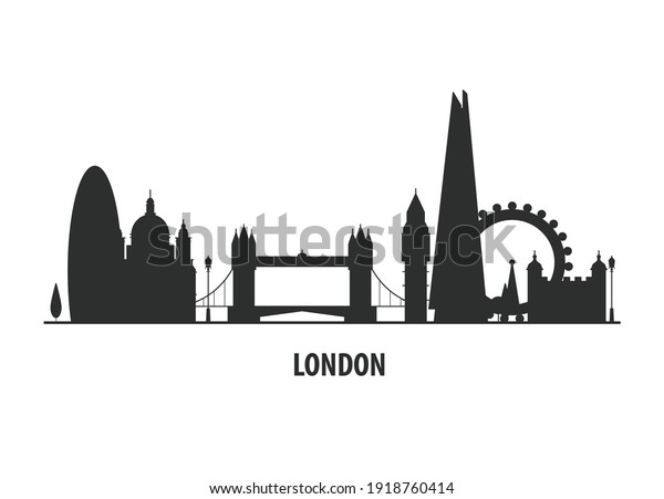 London City Skyline Cityscape Silhouette Landmarks Stock Vector ...