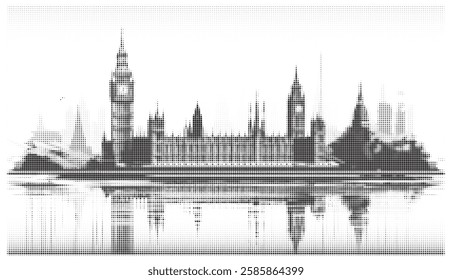 London City Skyline Halftone Silhouette